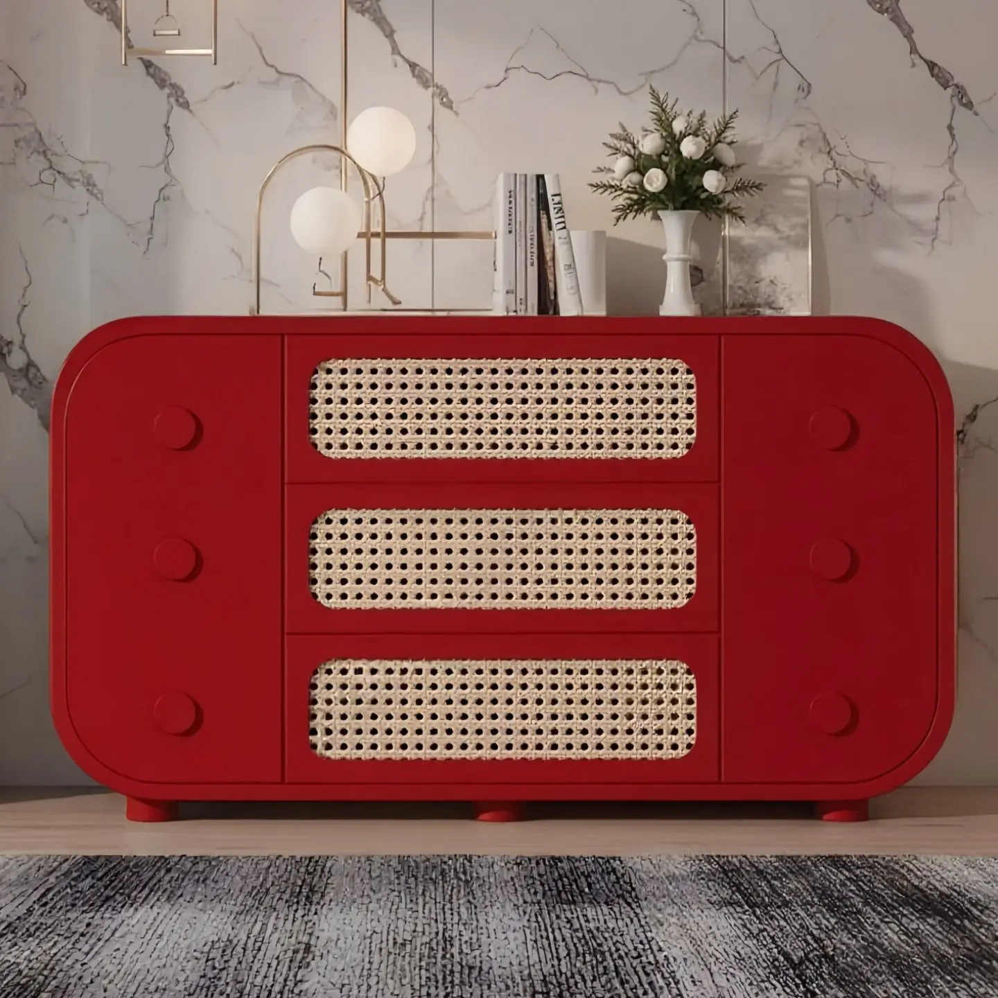 Wabi sandy wind paint dining side cabinet solid wood entrance entrance cabinet living room cabinet