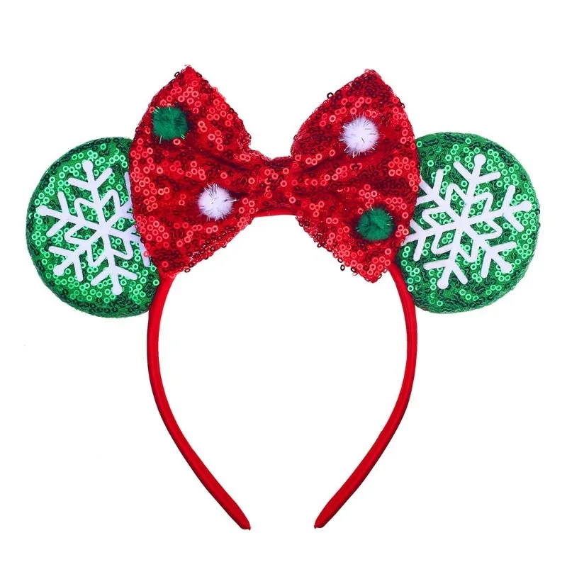 Disney Christmas Headbands red Mickey Minnie Hair Band Girl Cosplay Accessories Children New Year Xmas snowflake party Headwear