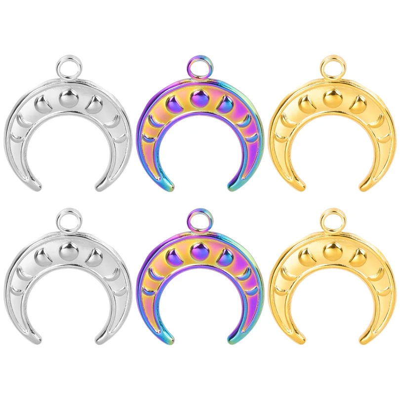 

10pcs/Lot Stainless Steel Charms Moon Pendants For Men Women Bracelets Necklace Earrings Jewelry Fashion DIY Metal Accessories