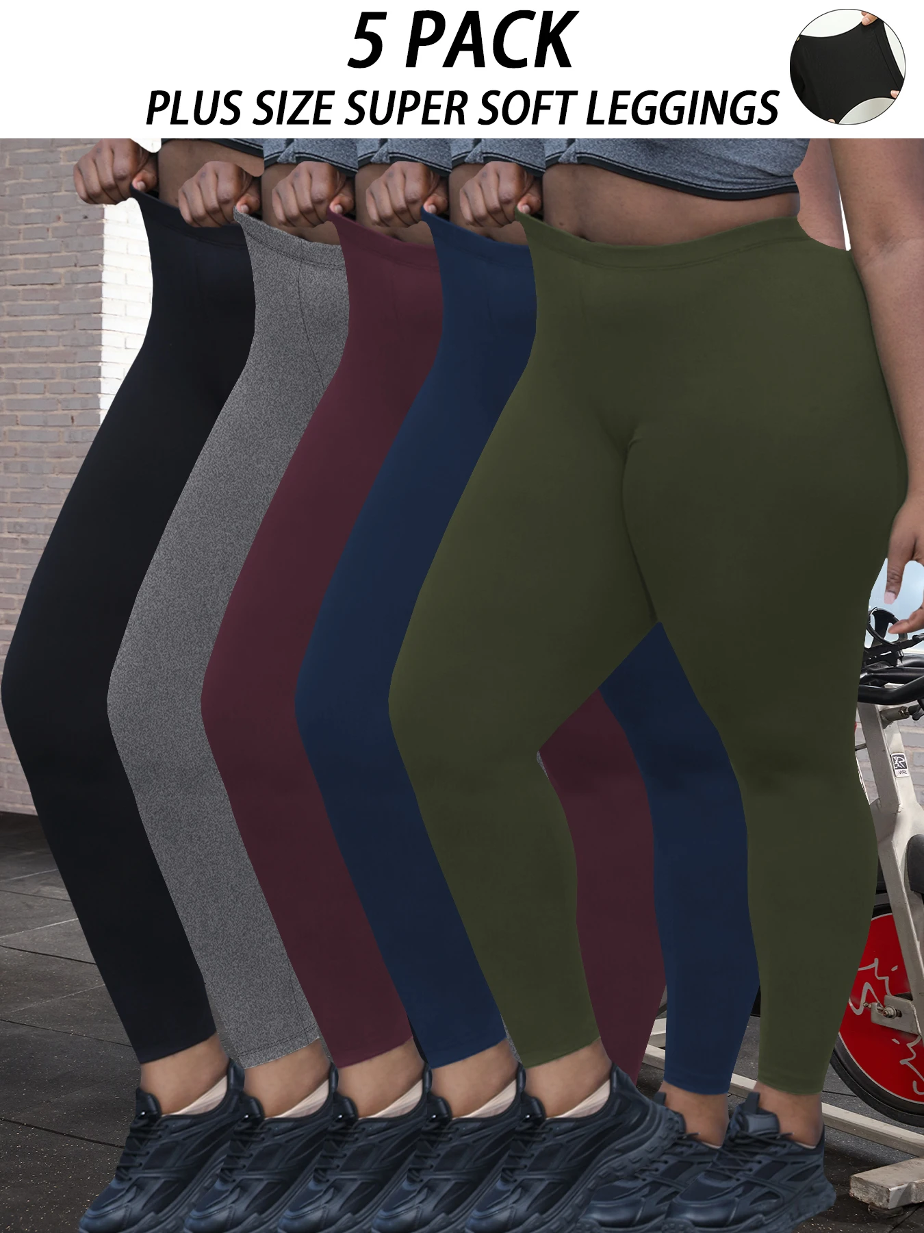 

Большие размеры, 5 шт., супермягкие спортивные леггинсы для женщин, без прозрачных спортивных леггинсов для бега, йоги, бега, бега