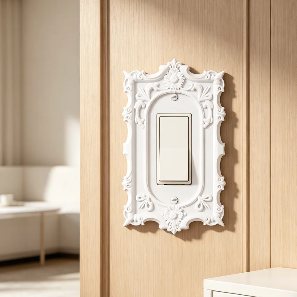 Cross-Border European Retro Carved Switch and Socket Decorative Frame For Wall Switch and Socket Beautification Scenario - view 4