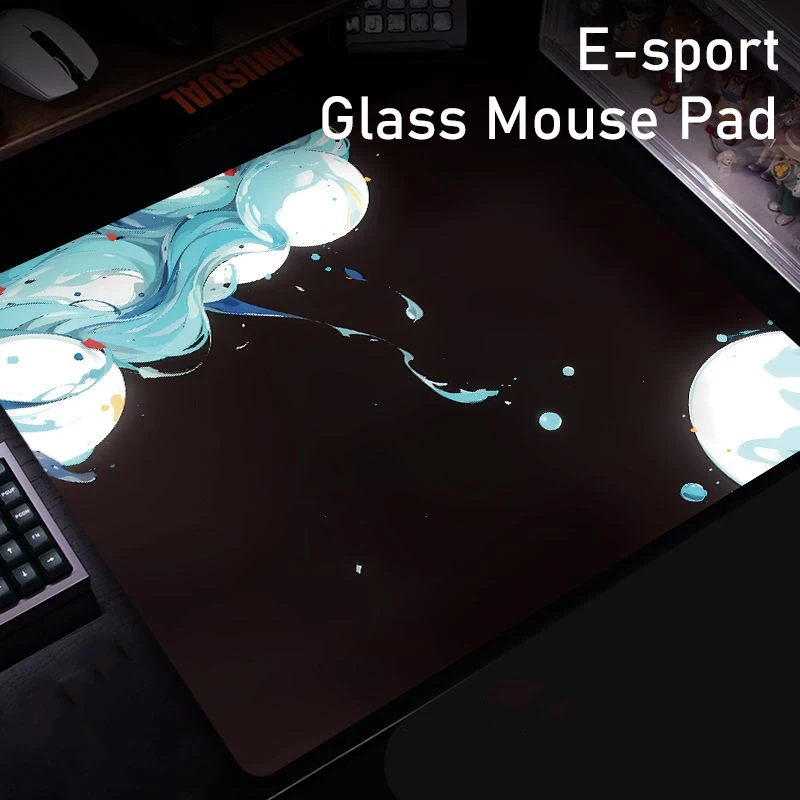 

Japan Cherry Blossom Black Design Gaming Glass Mouse Pad - Creative Tempered Glass Surface for Professional FPS eSports & PC Use