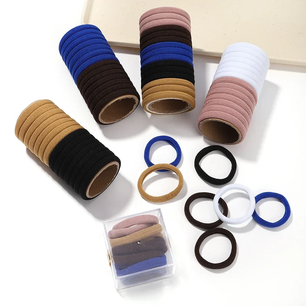 30PCS/Set Women Basic Hair Bands Simple Solid Colors Elastic Headband Hair Ropes Ties Daily Hair Accessories Ponytail Holder