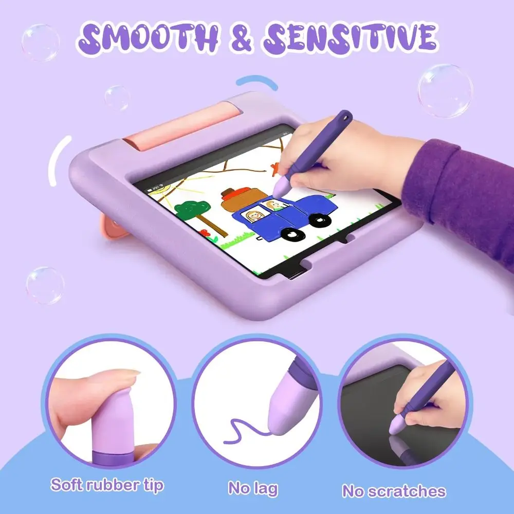 Anti-Rolling Kid-Friendly Stylus Pens Silicone Kids Tablet Stylus Pens All Touch Screen Devices with Anti-lost Tether