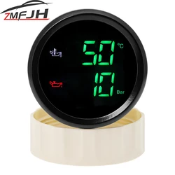 2 In 1 Oil Temperature +Oil Pressure Gauge 50~150 Celsius Oil Temp Gauge 0-10 Bar Oil Pressure Meter For Car Boat Customized