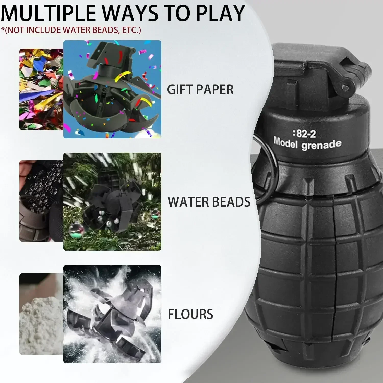 A82-2 CS Grenade Tactical Airsoft Grenade Pull Ring Toys Blaster Toy Battle Games 2Pcs Fall Resistant Refillable Role Play Prop