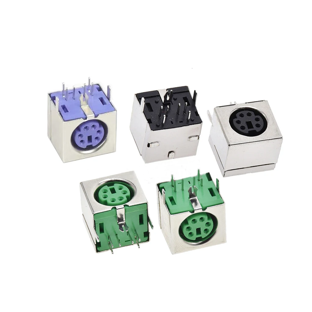 HiHigh quality Keyboard socket for PS2 6P 6-pin Connector mouse socket  S-terminal Connector green purple black