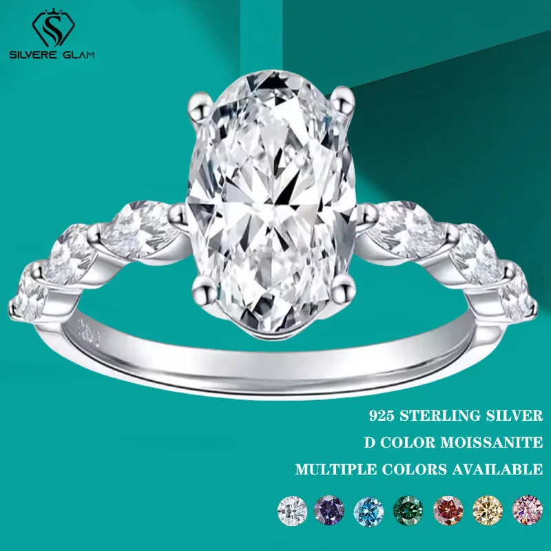 

TY 1ct Oval Cut Moissanite Engagement Rings for Women s925 Sterling Sliver Plated 18k White Gold Promise Ring for Her Gift