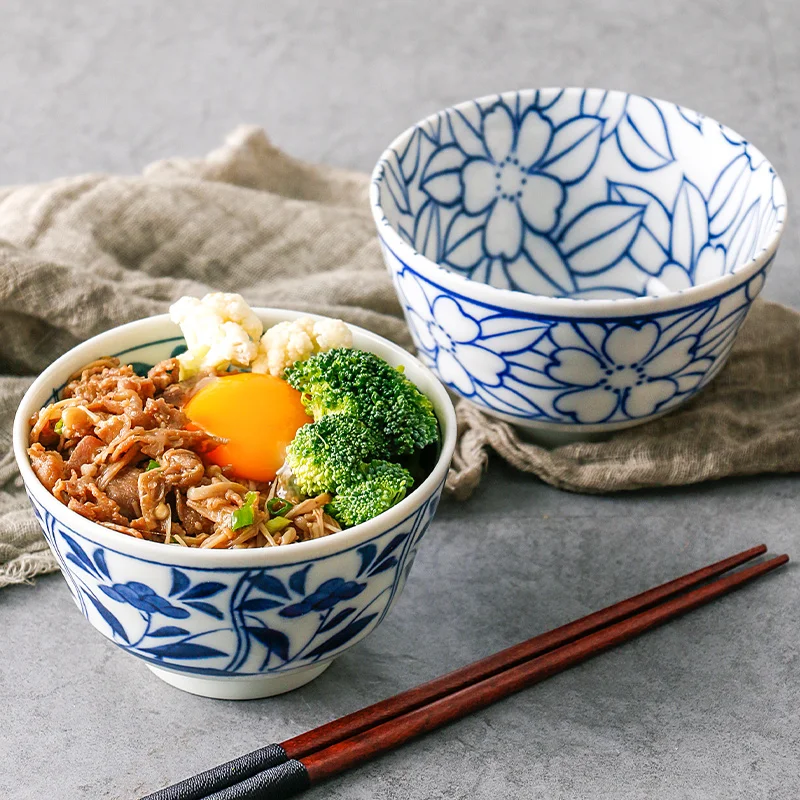 

Japanese Sle Cerc Bowl Underglaze Color Rice Soup Bowl Home Use Retro Bowl Dining Utensils Feng ui Porcelain Bowl