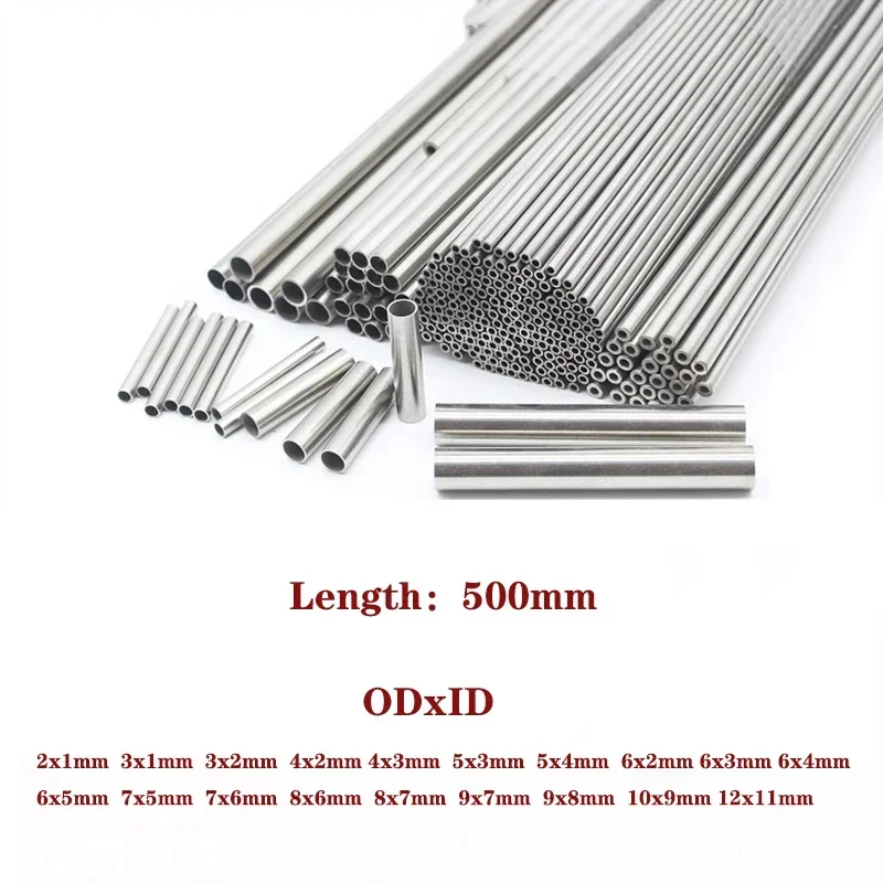 

1/2/4/5pcs 500mm 304 Stainless Steel Capillary Steel Tube OD 1-12mm Stainless Seamless Hollow Circular Tube for DIY Material