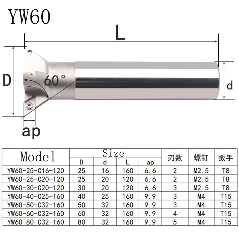 Intlshaft YW45 YW55 YW60 Dovetail Milling Cutter Tool Shank T Grooving Straight Handle YW Degree Internal V Slot Endmill Holder