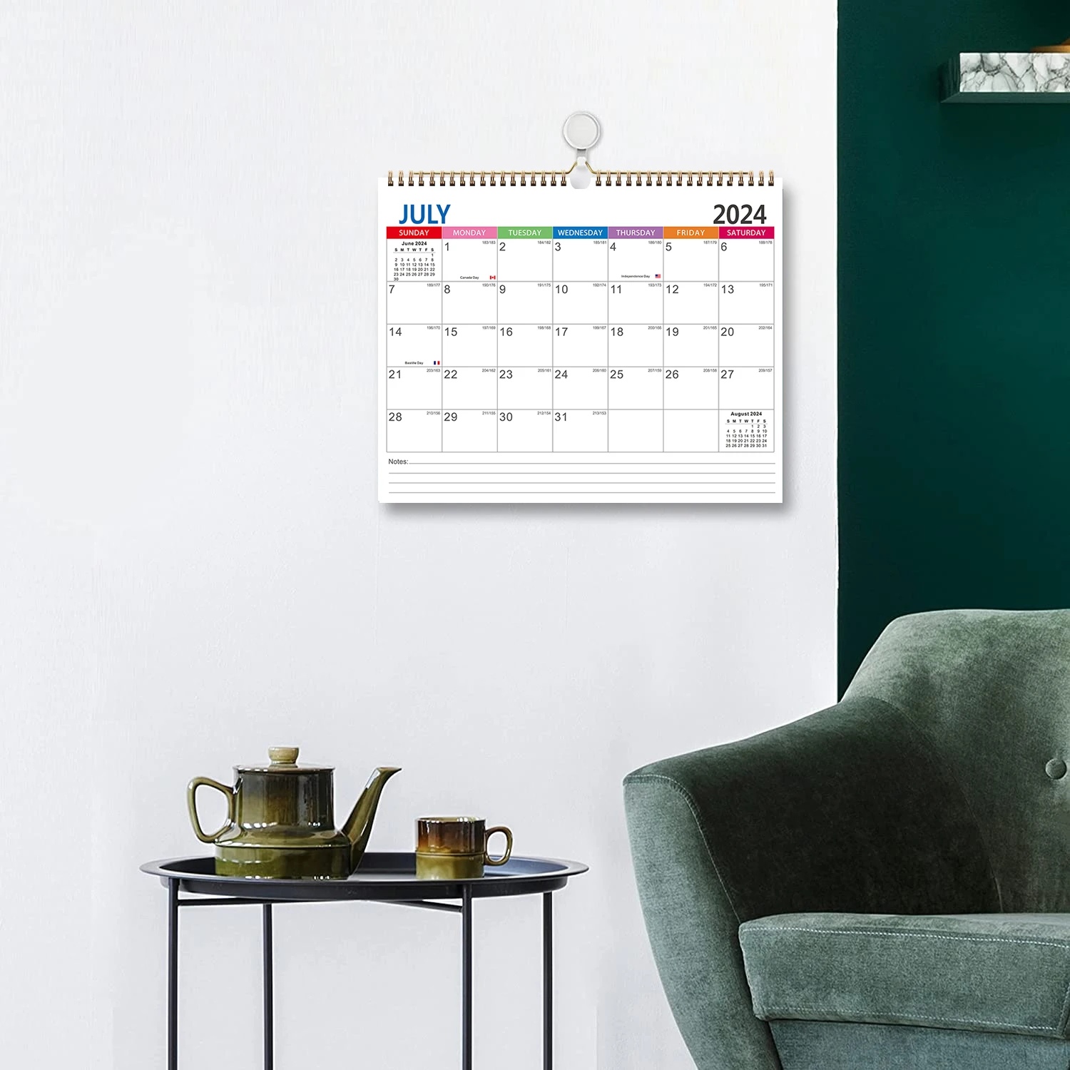 1Set Wall Calendar 2024-2025 - 18 Month to View Wall Planner Calendar From July.2024 - Dec.2025