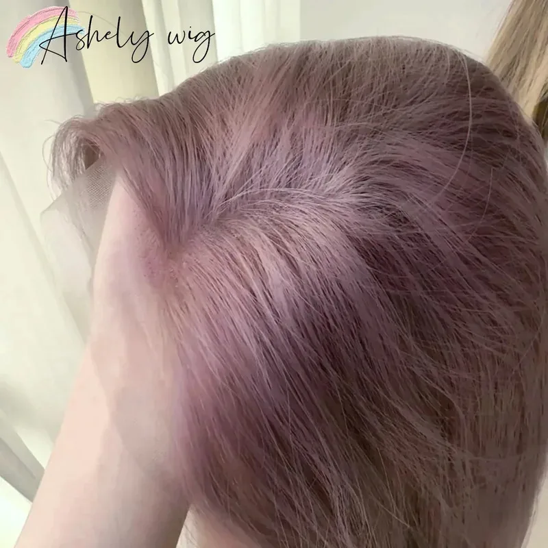 Doce 2025 rosa roxo 13x4 perucas 26 polegada longa reta haiti uso diário wear and go peruca dianteira do laço sem cola sintético la