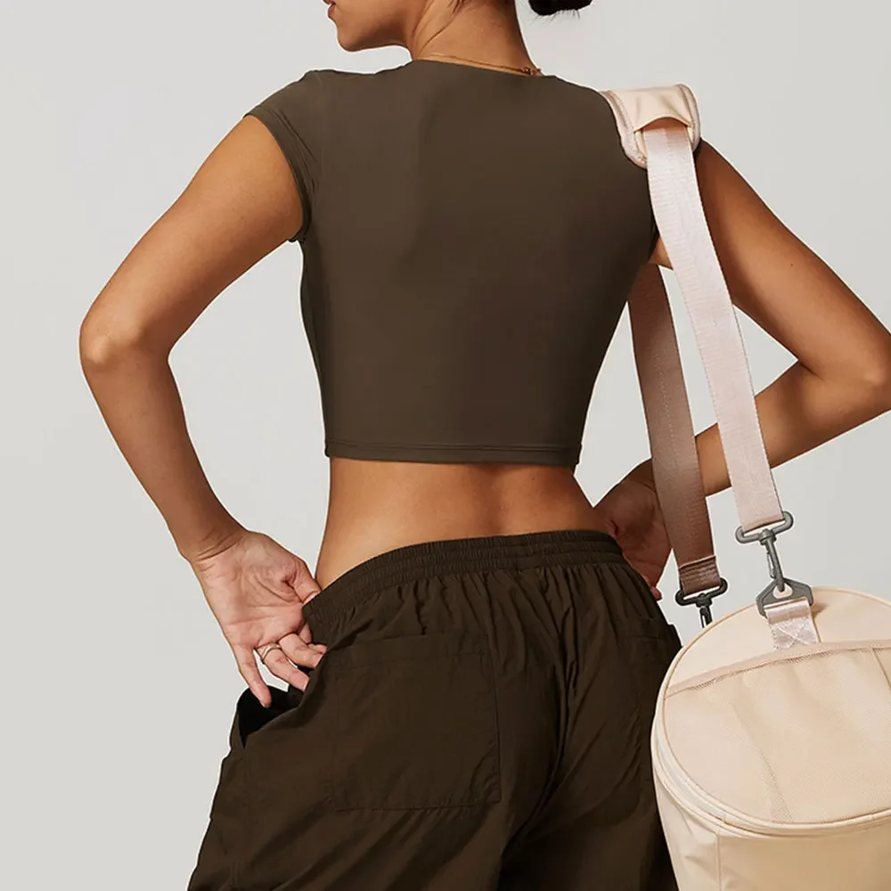 Top de Yoga Sexy para mujer, camisetas deportivas, ropa de Fitness, camiseta de entrenamiento de manga corta para Yoga, Top de gimnasio con realce, ropa activa para correr, Top deportivo