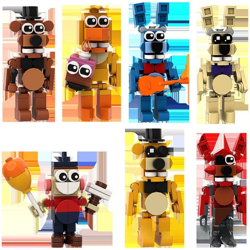 Fnaf cinco noites no freddy figura de ação brinquedos montados jogo periférico dos desenhos animados diy modelo crianças presentes aniversário brinquedo