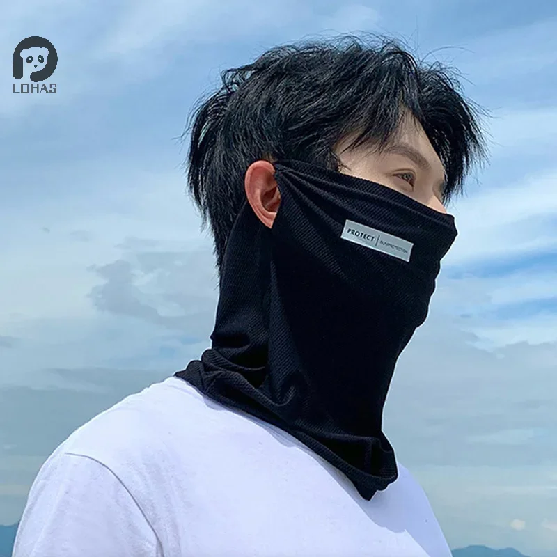 وشاح حريري ثلجي صيفي لركوب الدراجات في الهواء الطلق للرجال والنساء، غطاء وجه واقي من الشمس واقٍ من الأشعة فوق البنفسجية مع شريط للأذن، قناع لف الرقبة #3