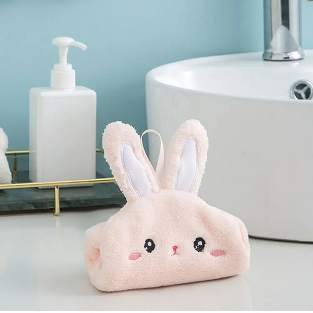 Microfiber Multi-Purpose Coral Velvet Bathroom Hanging Rabbit Hand Wipe Absorbent Wipe Cleaning Cloth Square scarf Hand Towel