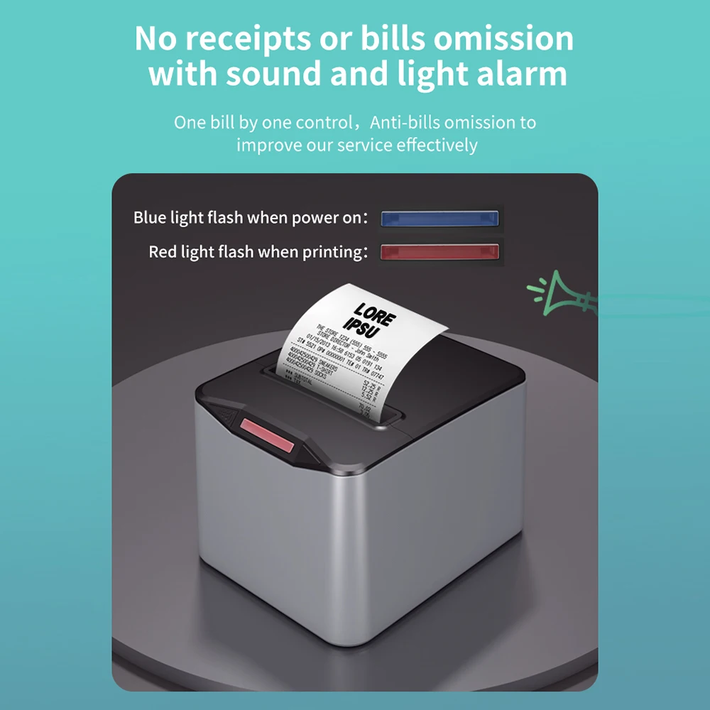 Портативный принтер, беспроводной принтер, USB-принтер чеков, эффективный настенный беспроводной термопринтер 220 мм/с для продуктовых магазинов
