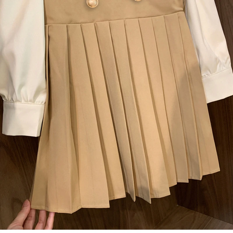 Girls Dress Korean Fashion Dress for Girls Spring Antumn Casual  Princess  Long-Sleeve Dresses School Uniform  Girls Clothing