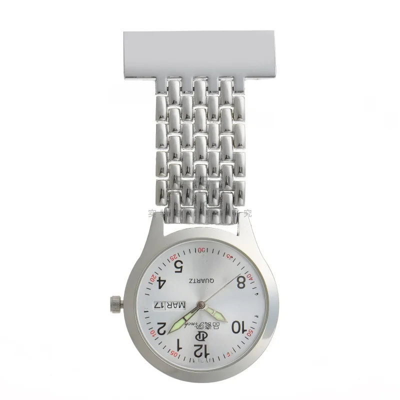 New Double Calendar Medical Pocket Watch Calendar Nurse's Watch Pocket Watch Men's Chest Watch Pin Buckle Waterproof Lettering S