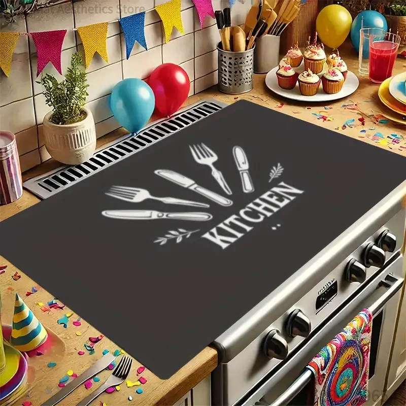 Vintage Kitchen Utensils Print Super Absorbent Kitchen Drying Mat Waterproof Counter Coffee Maker Drain Decor Placemat
