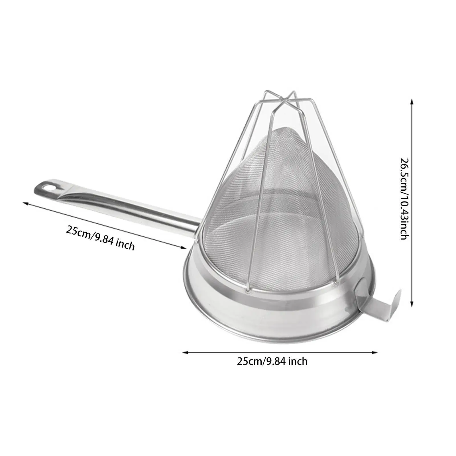 Cone Mesh Strainer with Standwith Base with Long Handle for Tea Sugar Coffee