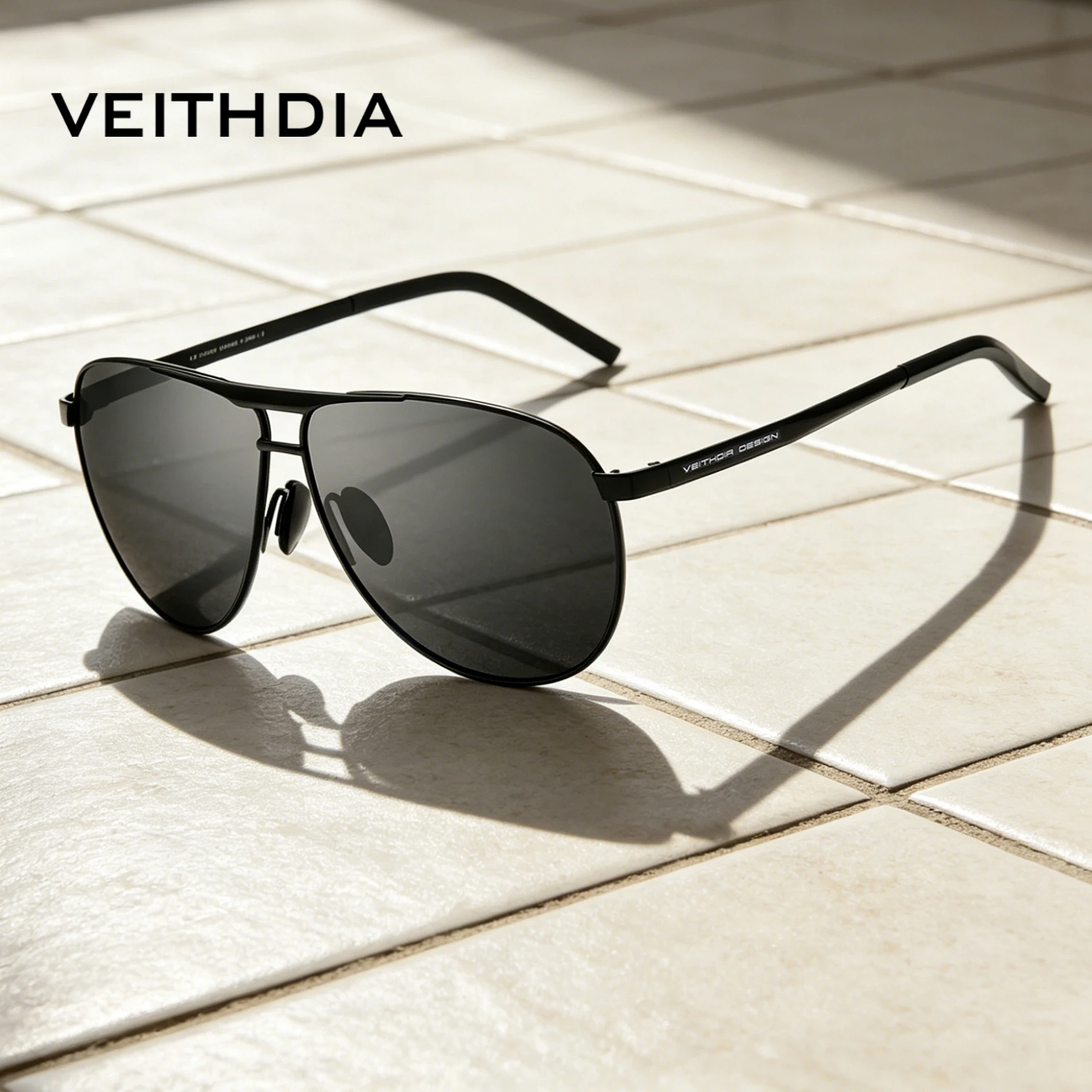 VEITHDIA Polarisierte Piloten-Sonnenbrille UV400 Legierungsrahmen Outdoor-Sport-Fahrbrille Unisex V030T28