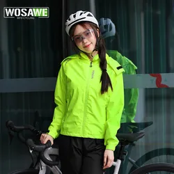 WOSAWE Cycling Waterproof Jacket Women Breathable Reflective Hooded Raincoat Waterproof Outdoor Sport Windbreaker