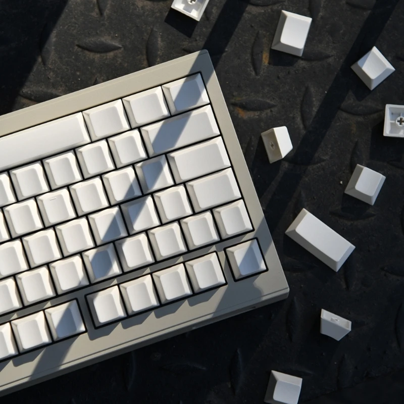 CherryProfile Blanko-Tastenkappen, dickes PBT DyeSub für 137 Tasten mechanische Tastatur, minimalistisches weißes