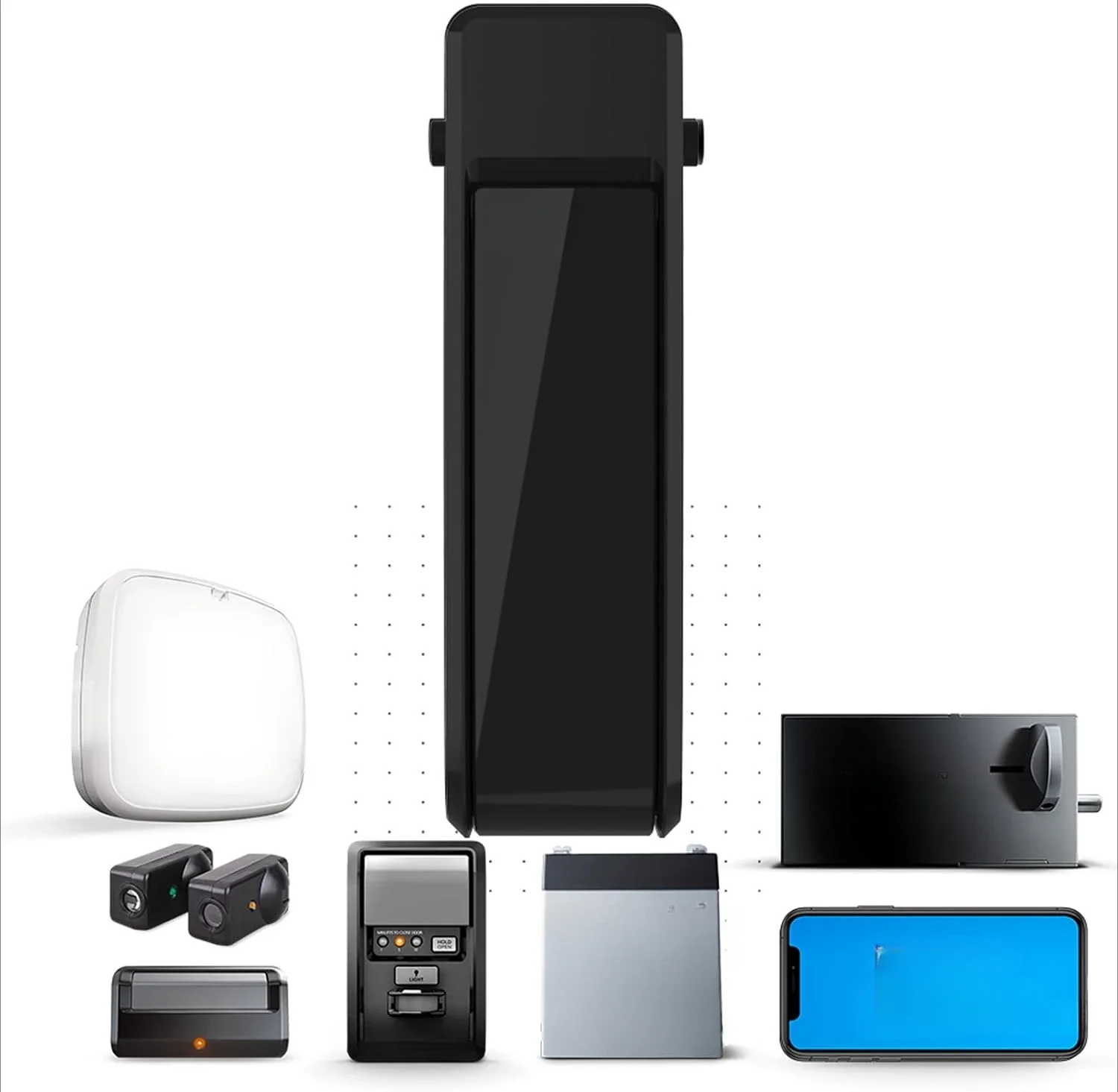 HOME.RJO101MC 초저소음 벽걸이형 배터리 백업 및 LED 조명 차고 문 오프너, 36파운드, 검정색