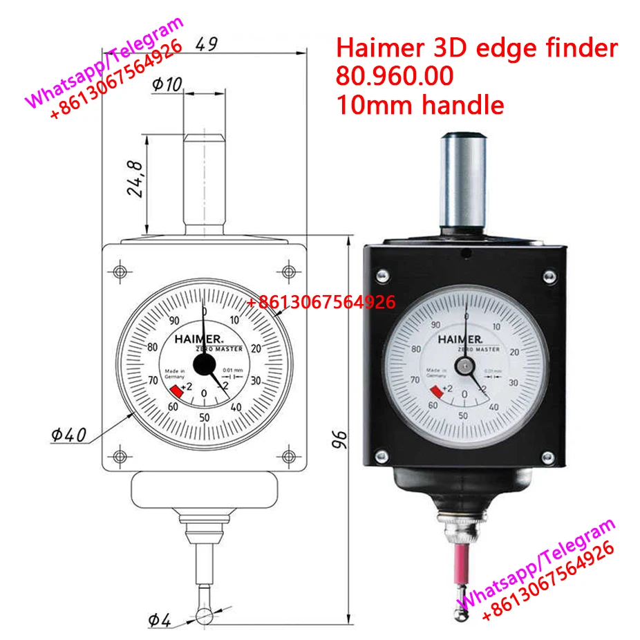 

Germany Haimer ultra-small 3D edge finder 80.960.00 clamping diameter is 10mm suitable for ISO30 or small HSK small machine tool