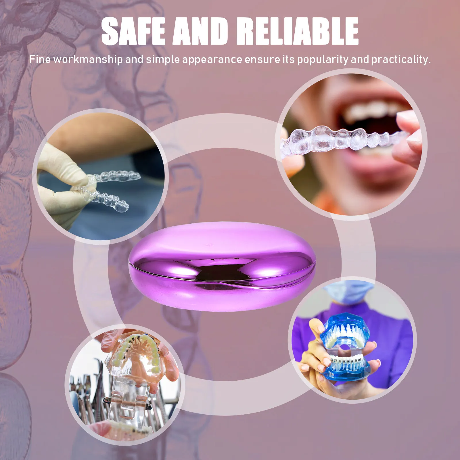 Denture Case Dental Retainer Box Beautiful Small Portable ABS PC Material Storage Container For Braces Dentures Lightweight