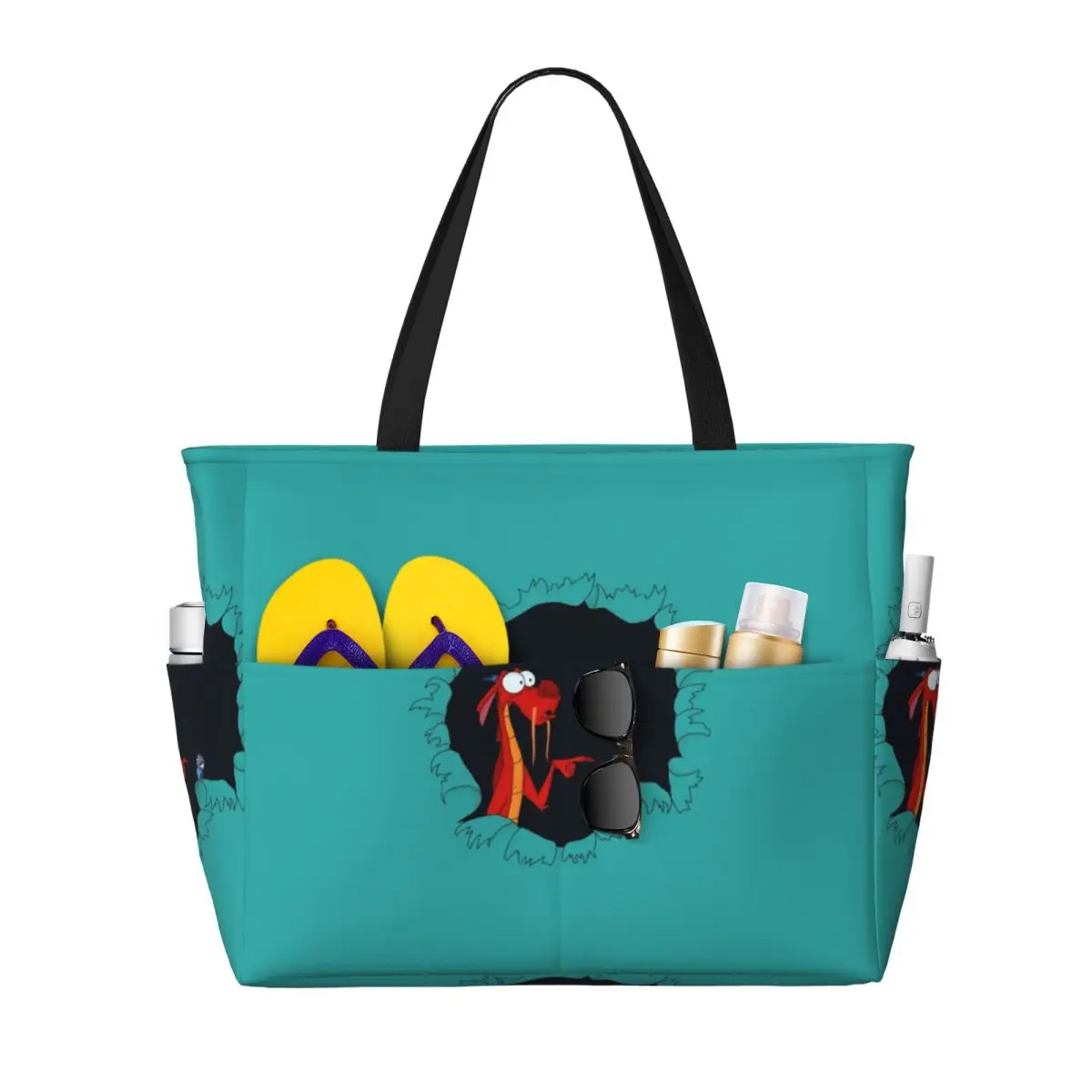Mushu Dari Mulan Beach Tote Bag Sport Gym Yoga Duffle Tas Tote Besar Tas Travel Wanita Tas Kebugaran