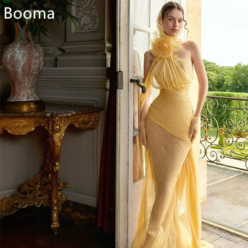 Booma Mermaid Sleeveless Flowers Evening Dresses Lace Pleat Formal Dresses for Women Elegant Prom Gowns Custom Made 2025
