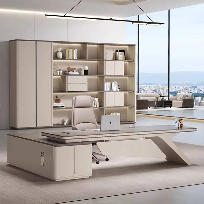 Classic Unique Office Desk Designer White Classic Storage L Shape Computer Desks Solid Wood Mesa Escritorio Work Station Table