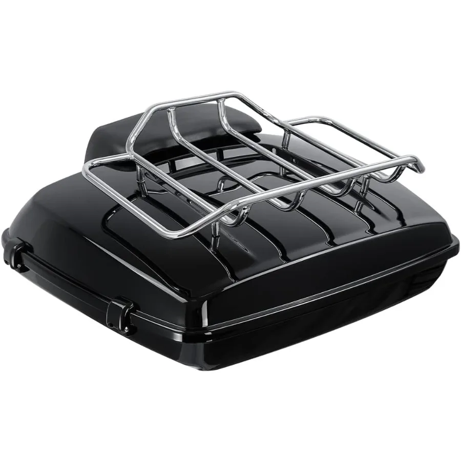 แร็คท้ายรถมอเตอร์ไซค์ Razor Trunk พร้อมฝาปิดพนักพิงและราวบน สำหรับ Harley Road King Electra Street Glide รุ่นปี 2014-2025 รุ่น Touring ทนทาน