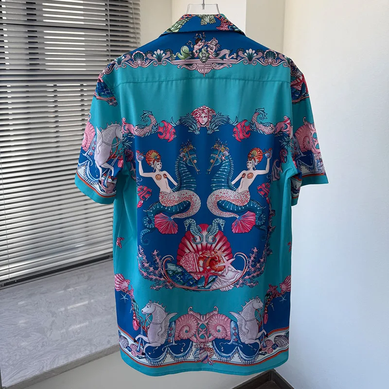 

Luxury Royal Shirt Men Casual Short Sleeve Social Paisley Digital Printing Single Breasted Shirts Roupas De Luxo Masculina