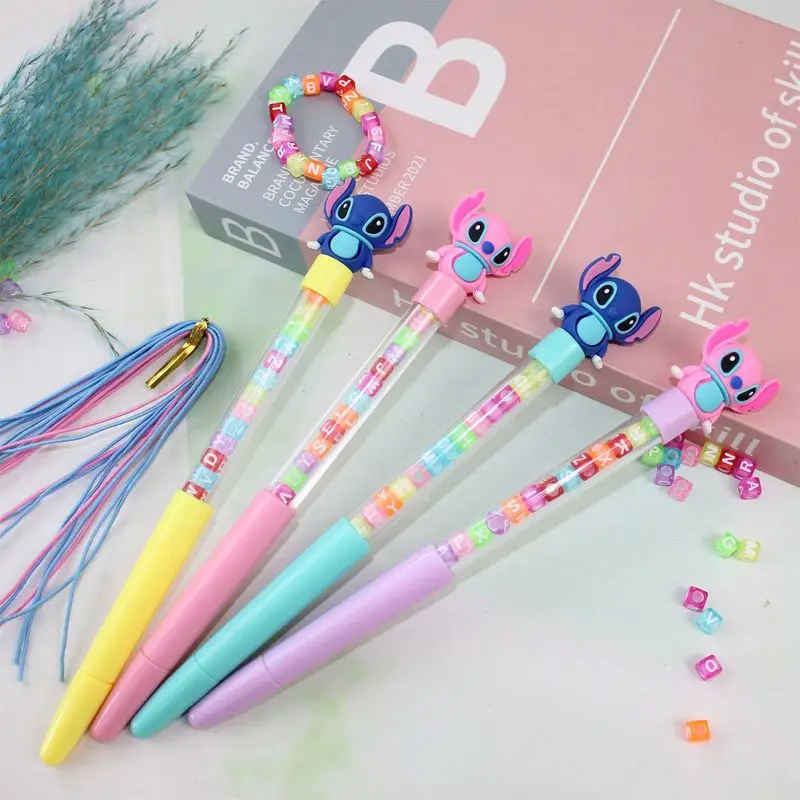 Disney Stitch Diy bracelet Gel Pen Creative Kawaii Stitch Gel Pen Gift Student Incentive Supplies Writing Tools School Supplies