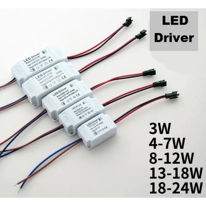 

20 шт. блоков питания постоянного тока с широким диапазоном напряжения 90-265В, 1-3Вт, 4-7Вт, 8-12Вт, 13-18Вт, 18-24Вт для светодиодных потолочных светильников