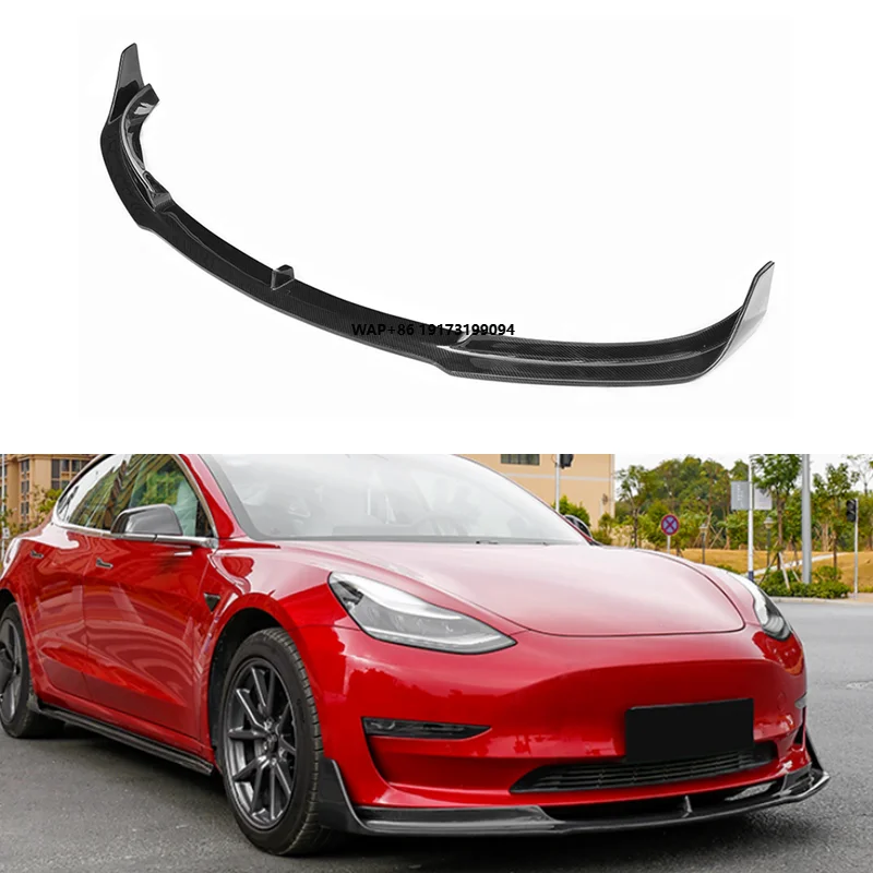 

Carbon Fiber Car Front Bumper Lip Splitter for Model 3 2017-2020 Body Kit Front Lip Spoiler Diffuser Chin Guard Protector