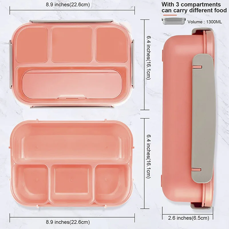 Plastic Lunch Box Microwave School Lunch Box Student Fruit Stick 16-Piece Set Divided Bento Box