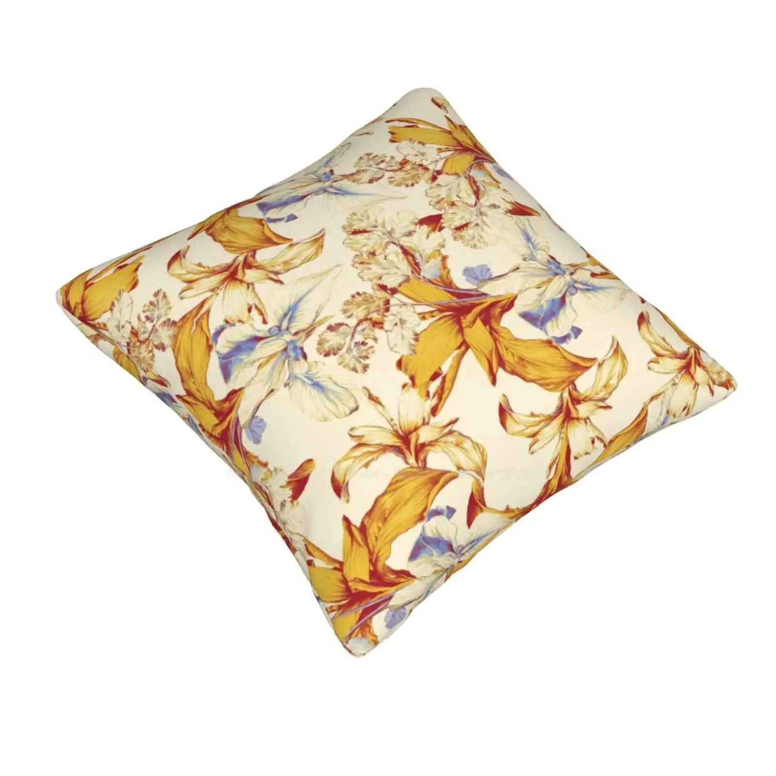 Irisses & Coriander Pattern Soft Comfortable Pillowcase Sunny Floral Flower Iris Coriander Herb Pattern Detail Elegant Yellow