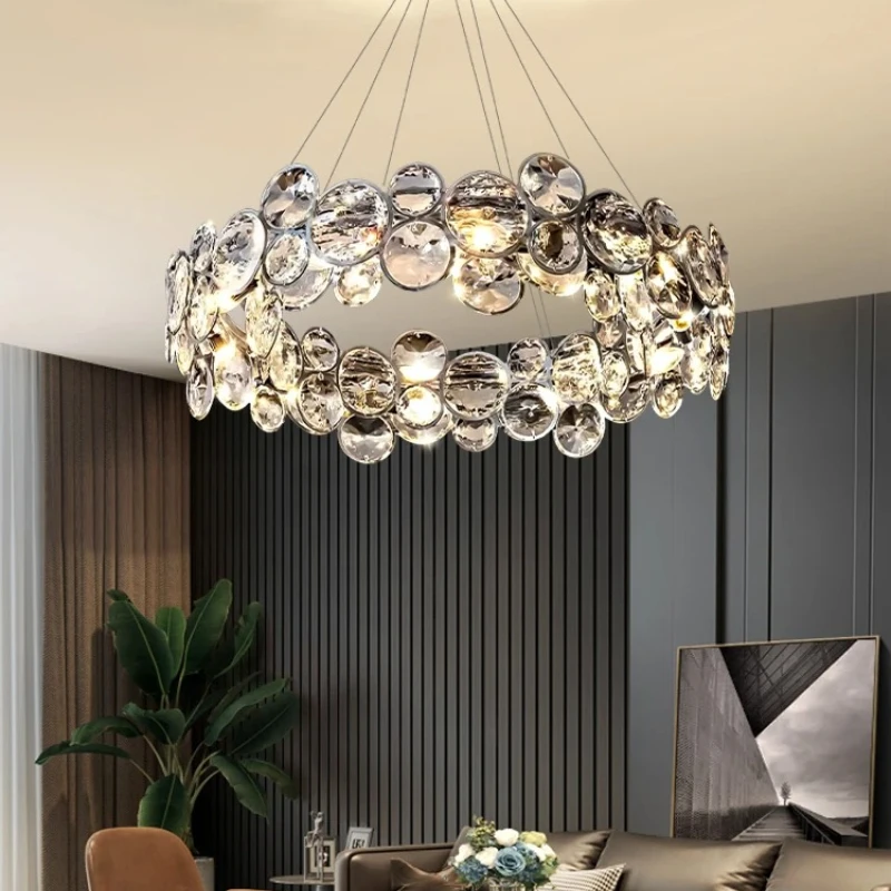 

High Brightness LED Crystal Chandeliers Modern Floral Pendant Light Home Decor Hanging Dining Room Villa Lobby Hall Ceiling Lamp