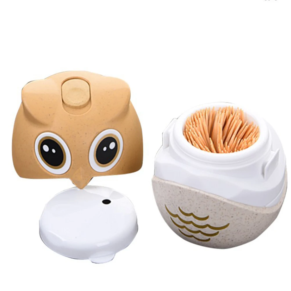 

2pcs Owl Shape Toothpick Holder Creative Cartoon Design For Home Hygienic Storage Eco-Friendly Case Container Kitchen