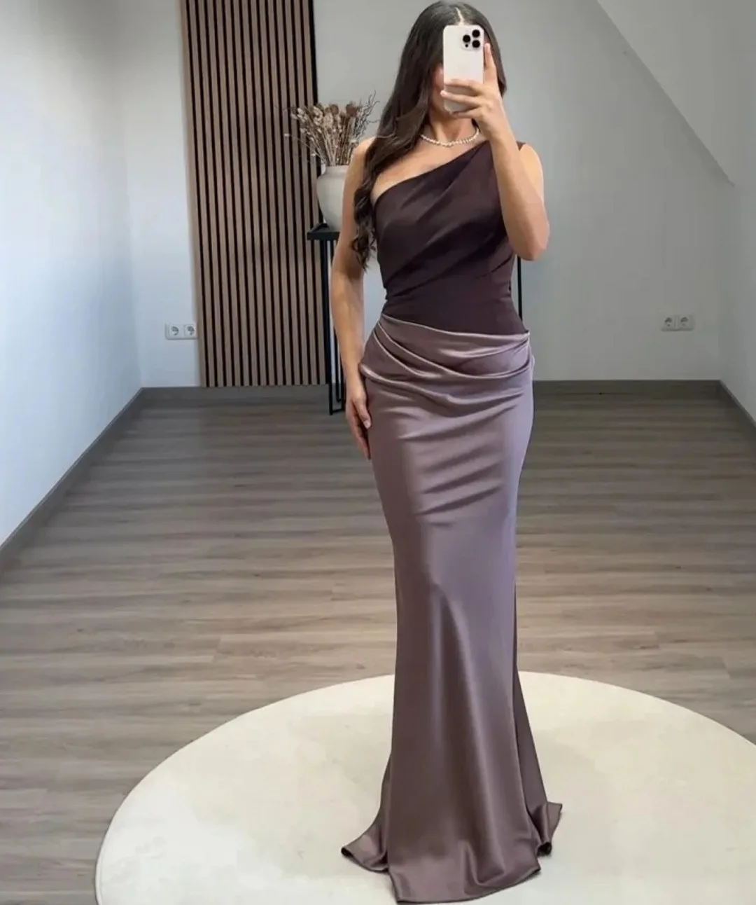 

Elegant Evening Formal Dress 2026 One Shoulder Ruched Mermaid Long Satin Prom Pageant Party Gowns Robe De Soiree