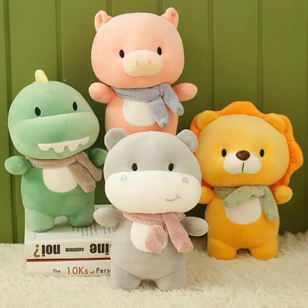 23cm Cute Cartoon Animal Plush Doll Stuffed Lion Dinosaur Hippo Pig Children Plush Pillow Toy For Home Decoration Christmas Gift