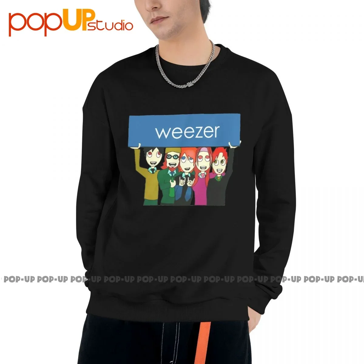 

Weezer Cartoon Group Band Alt Rock Sweatshirt Pullover Shirts Rare Casual Novelty Best Seller