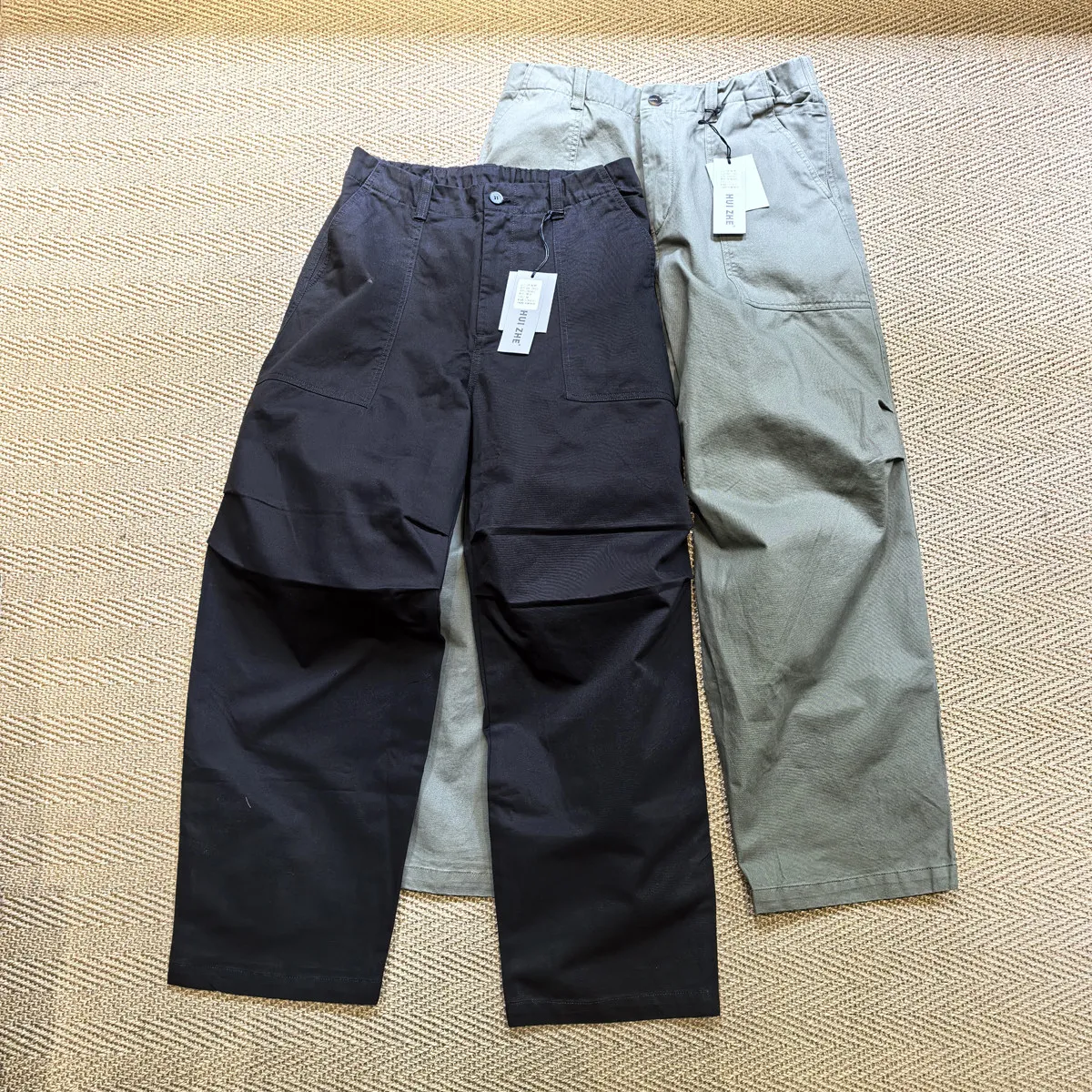 Amekaji Wear Heavy Cotton Cargo Japanese Casual Pants Washed Loose Cargo Pants Thick