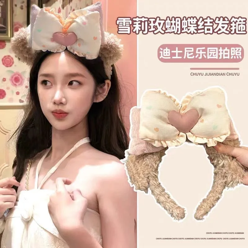

Kawaii Disney Shirley Mei Fluffy Hairband for Girls Cute 2025 New Arrival Cartoon Amusement Park Photo Hairband