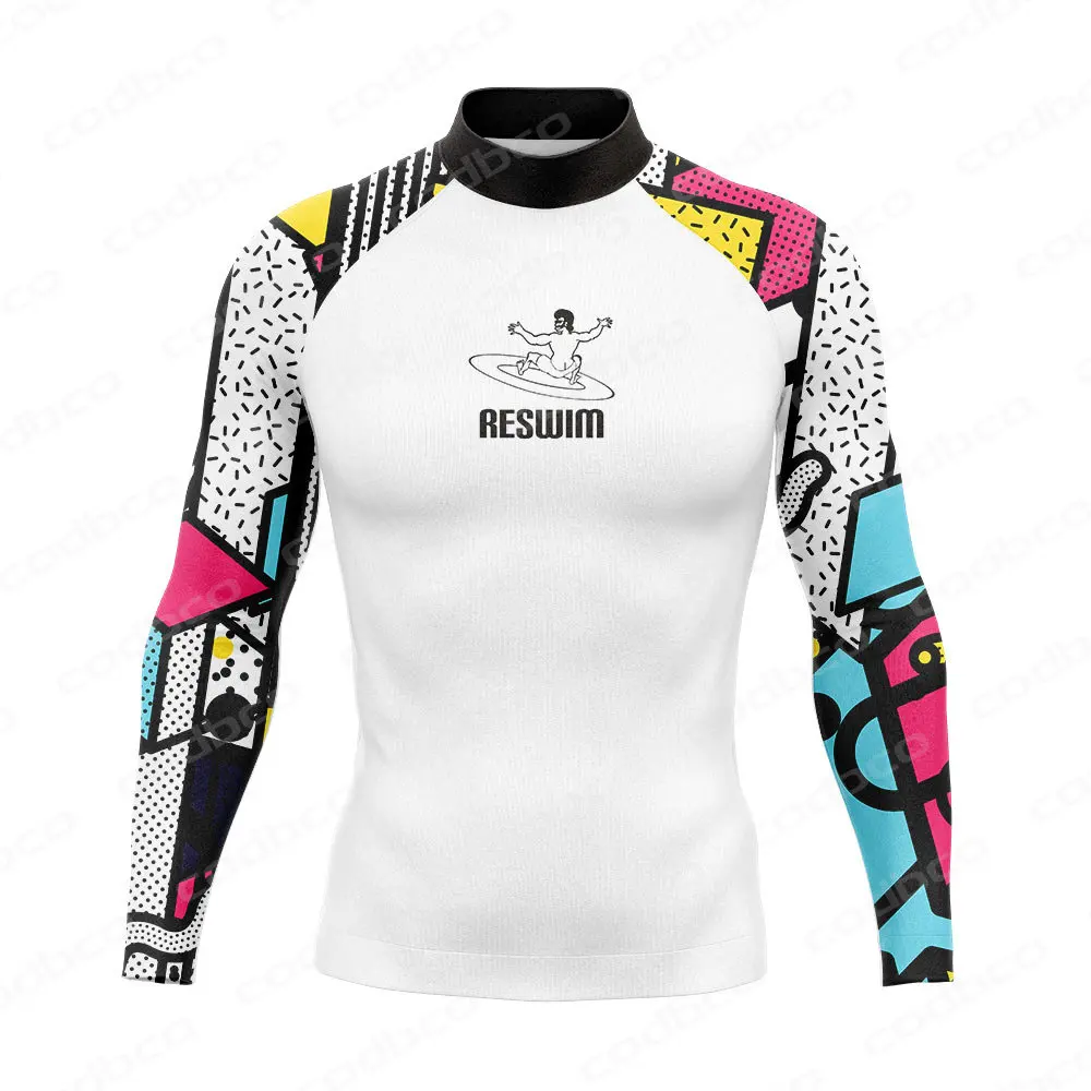 2024 Men's Swimsuit Rash Guard Long Sleeve Surfing Shirts UPF 50 Swimwear All Time T-Shirt Sports Surf Diving Clothes Rashguard